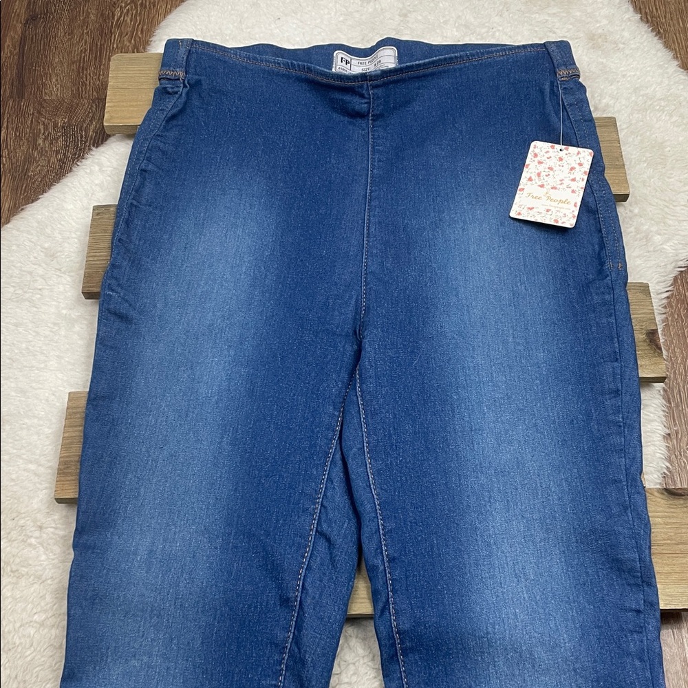 Free People NWT Pull On Slim Fit Jeans Blue - Picture 4 of 6